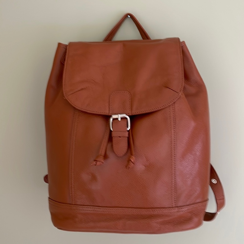 Leather Backpack Drawstring Cognac Zenith Bag